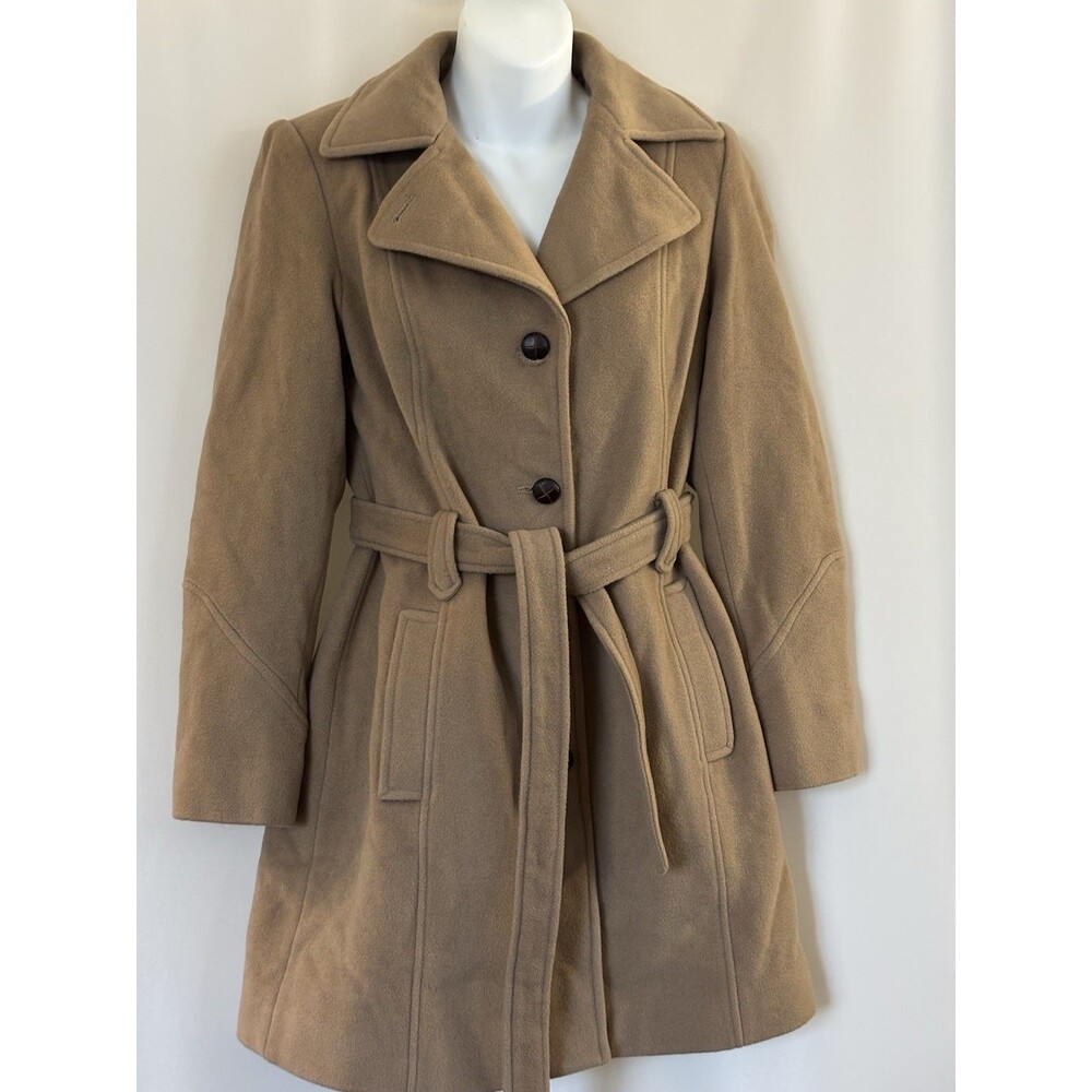AK Anne Klein Long Pea Coat Jacket Button Wool Blend SZ S